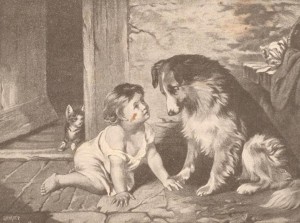 Картинка з теми Діти та тваринини для письмових творів та бесід Т.Г. Лубенця